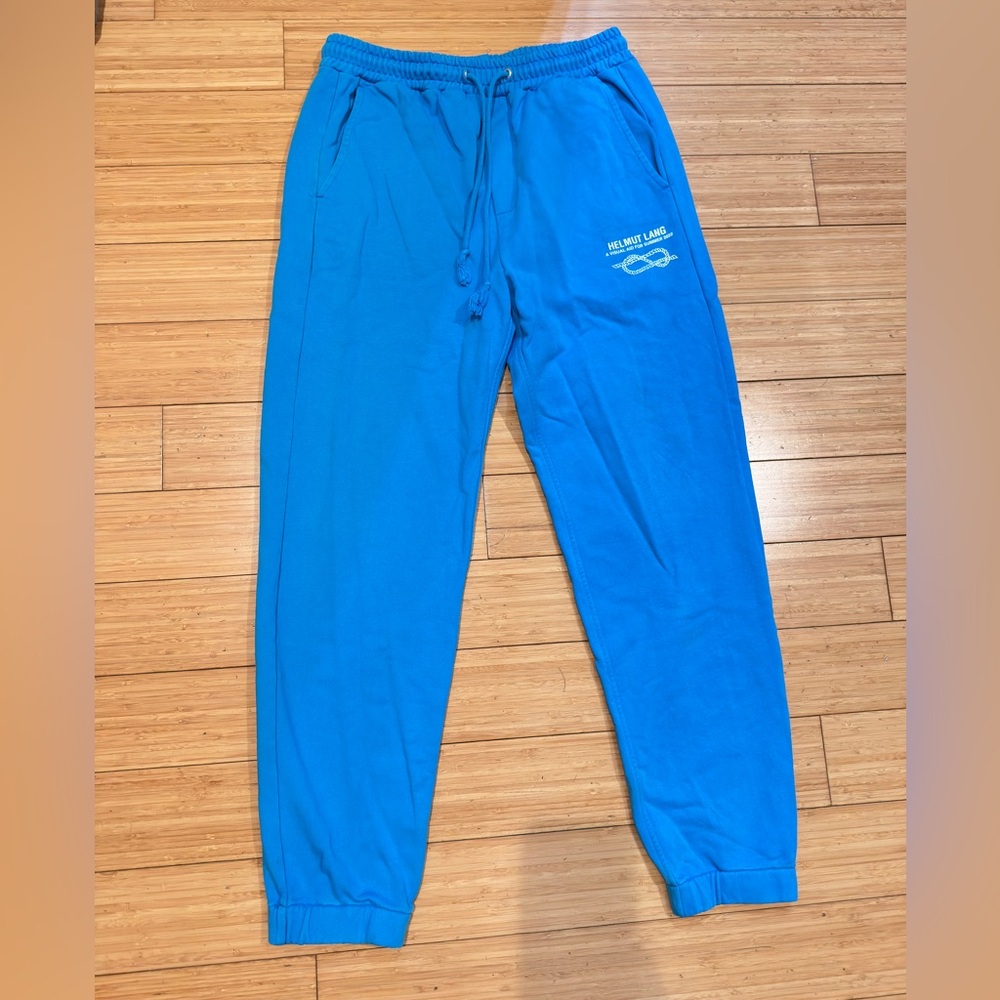 Helmut Lang Knot Logo French Terry Jogger Sweatpants Blue Size M - Picture 2 of 11